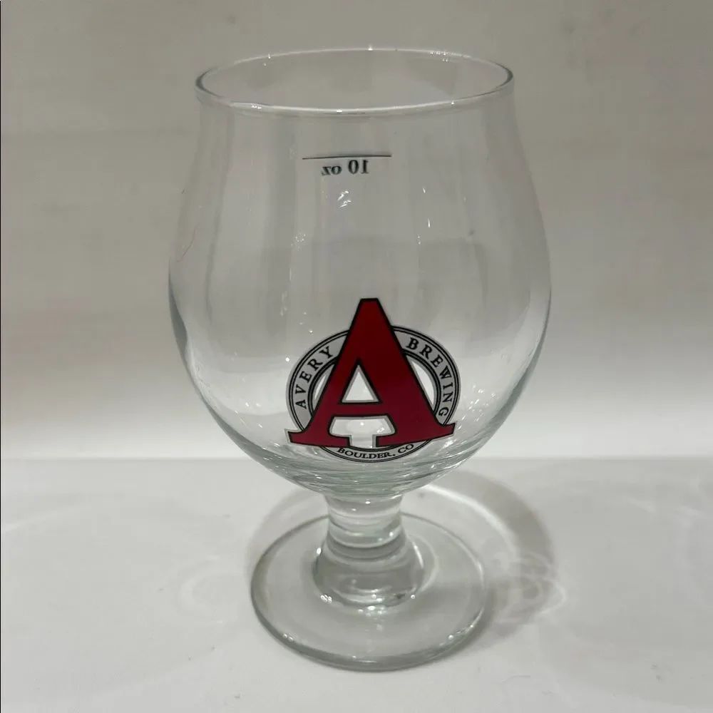 Avery Brewing Boulder Co 10 Oz Red Logo Tulip Beer Glass Stemware 5 1/2 In
